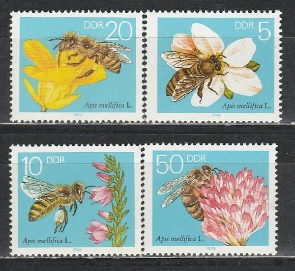 Пчелы, ГДР 1990, 4 марки